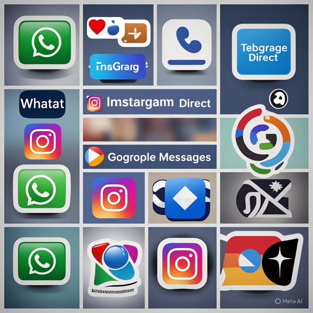 A smartphone screen demonstrating messages from different apps like WhatsApp and Messenger appearing in one unified chat window.