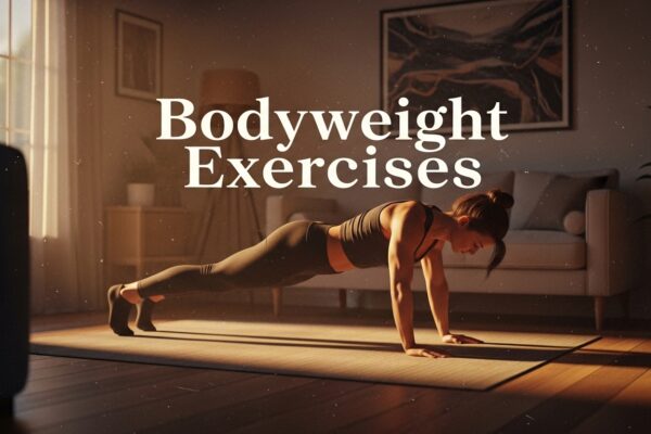 Cinematic warm-toned image of a person performing a plank representing bodyweight exercises with vintage storytelling elements